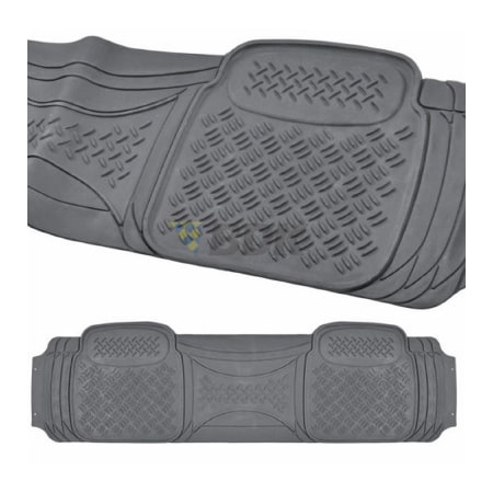 BDK Heavy Duty Diamond Complementary Rubber Rear Floor Mats Liners, All Weather Protection, Designed for Trucks Cars Sedan SUV Gray